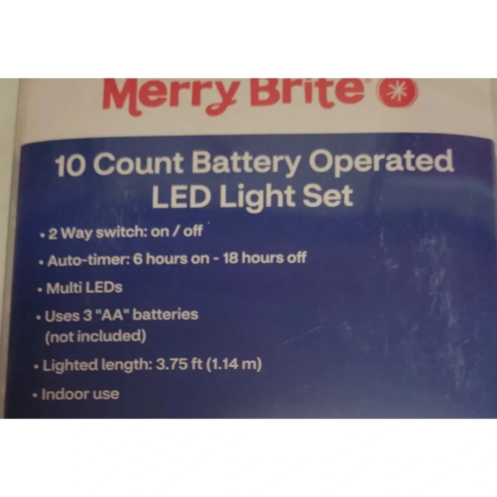 Merry Brite 10ct Battery LED Holiday Light Set 3 Ft Multi Color Lot Of 2 Faceted